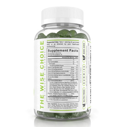 PUREFINITY Daily Super Greens Gummies with Spirulina, Spinach, Broccoli, Beet Root, Acai, and Other Vegetables, All-in-One Veggie Supplement – Non-GMO, Gluten Free, Vegan, 60 Count (Pack of 2)