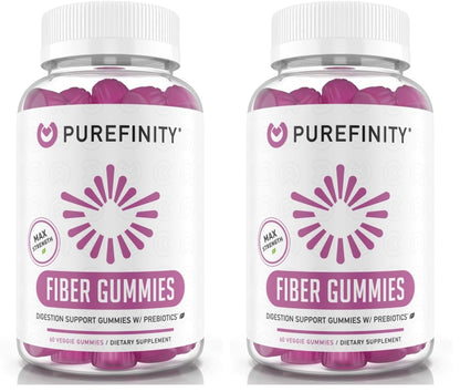 PUREFINITY Fiber Gummies – Inulin FOS Prebiotic, Sugar Free, Vegan, Non-GMO (60 Count x 2)