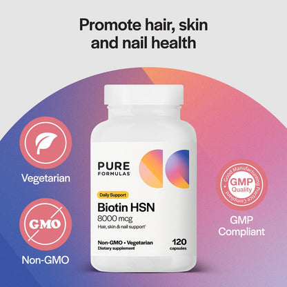 PureFormulas Biotin 8000 mcg – Hair, Skin & Nails Supplement (Pack of 2)
