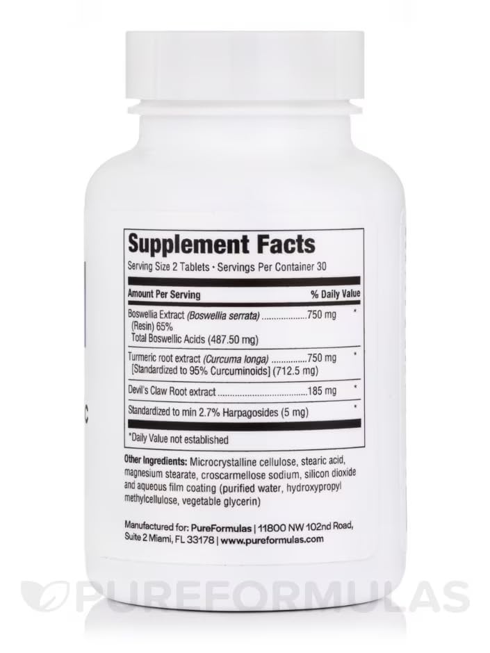 PureFormulas Boswellia Turmeric Complex | Joint Support & Immune Health | 60 Tablets (3-Pack)