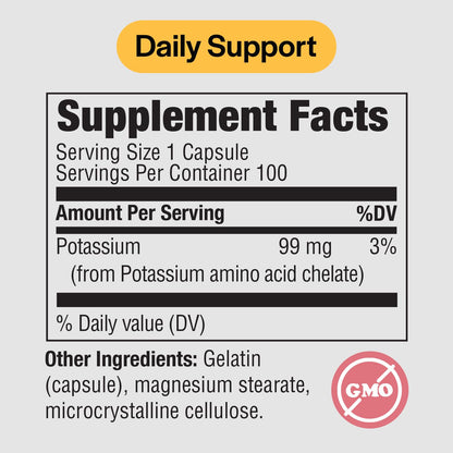 PureFormulas Potassium 99 mg Chelated Capsules – Highly Absorbable, 2-Pack (Non-GMO)