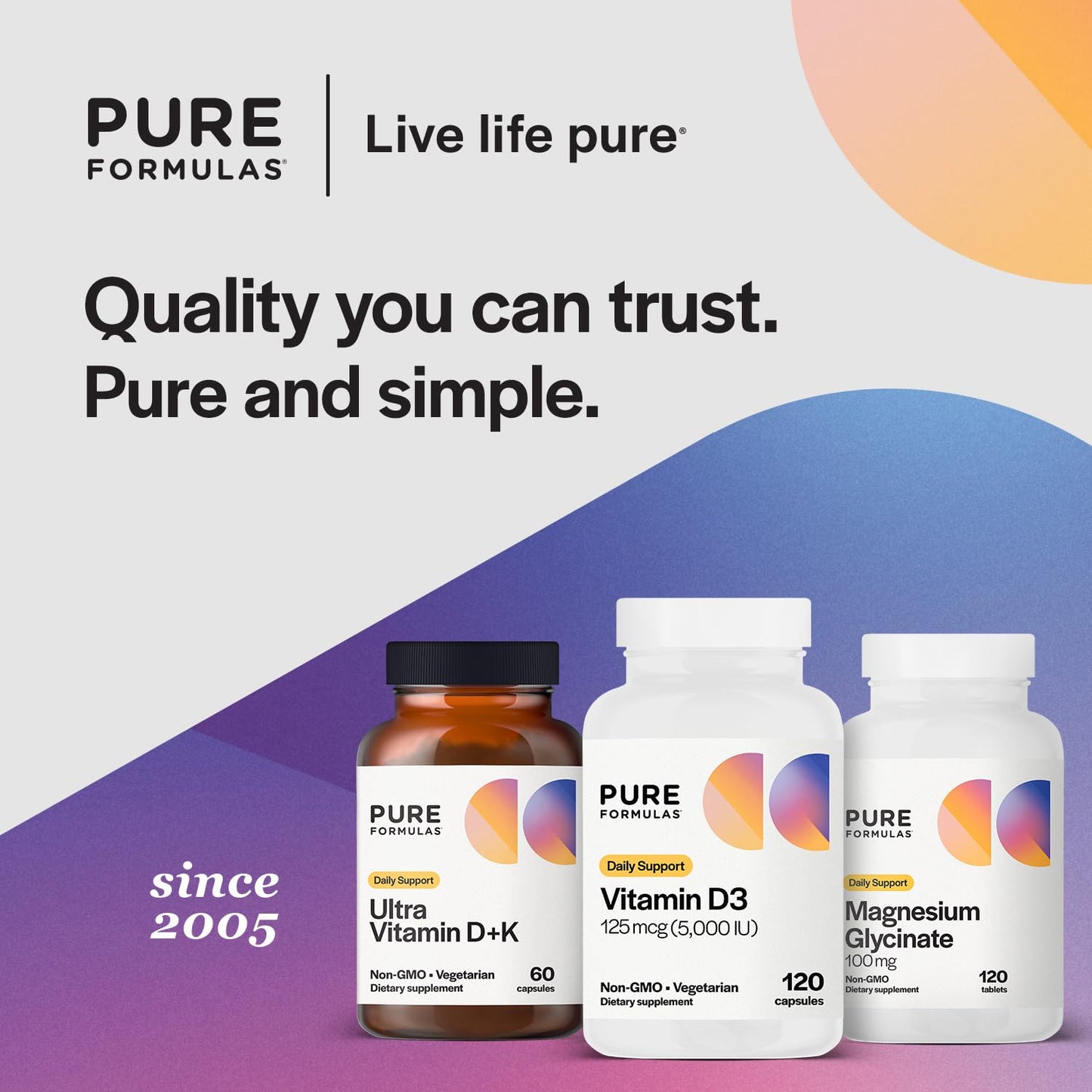 PureFormulas Vitamin D3 5000 IU (125 mcg) | Vitamin D Supplement for Immune Support, Bone & Teeth Health - Non-GMO, 120 Vegetarian Capsules