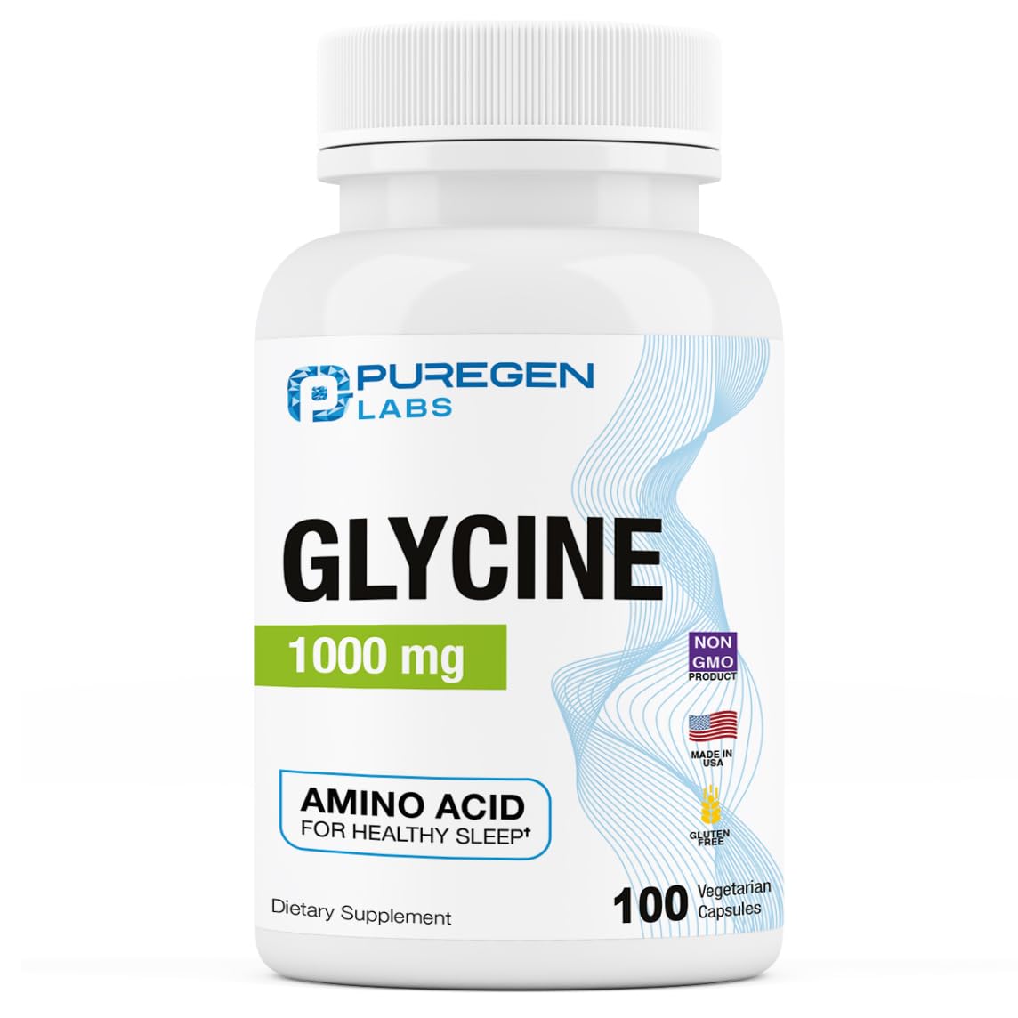 Puregen Labs Glycine 1000mg – 100 Vegetarian Capsules | Sleep Support | Made in USA
