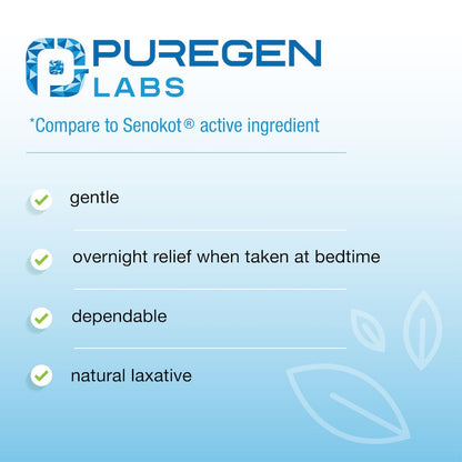 Puregen Labs Senna-S Dual-Action Natural Laxative + Stool Softener | Overnight Relief for Occasional Constipation