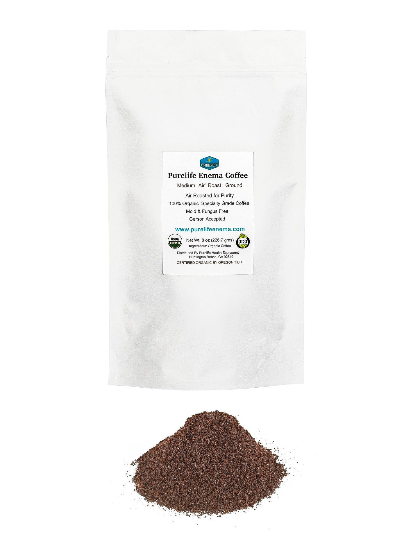 PureLife Enema Coffee - Organic Ground, Gerson-Specific (1 lb) - Air-Roasted