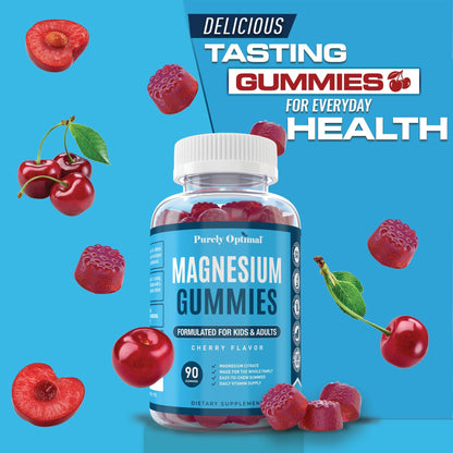 Magnesium Citrate Gummies – Cherry (90 Gummies) | Sleep, Calm & Digestive Support | Gluten-Free & Vegan