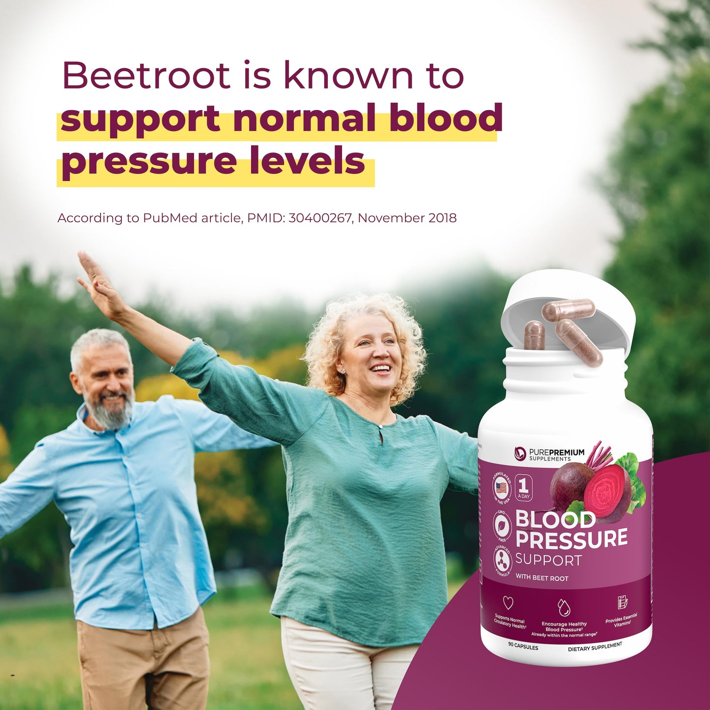 PurePremium Beet Root Capsules 700mg – Blood Pressure Support | Non-GMO | 90ct