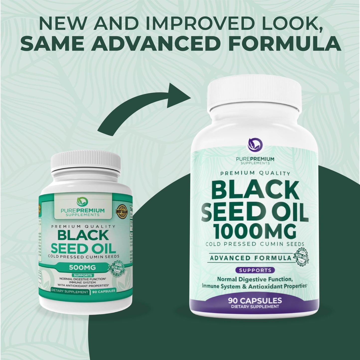 PurePremium Black Seed Oil 500mg - Organic Nigella Sativa, 90 Capsules