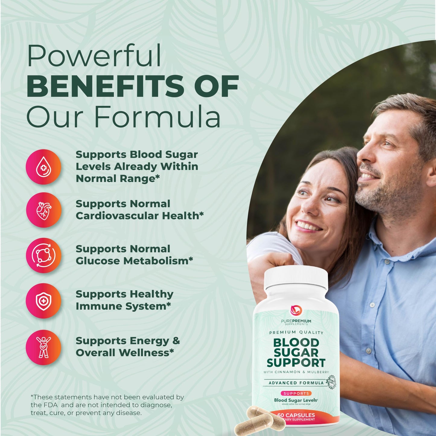 PurePremium Normal Blood Sugar Support – 60ct (20 Active Ingredients) Cinnamon, Bitter Melon, Chromium, Mulberry