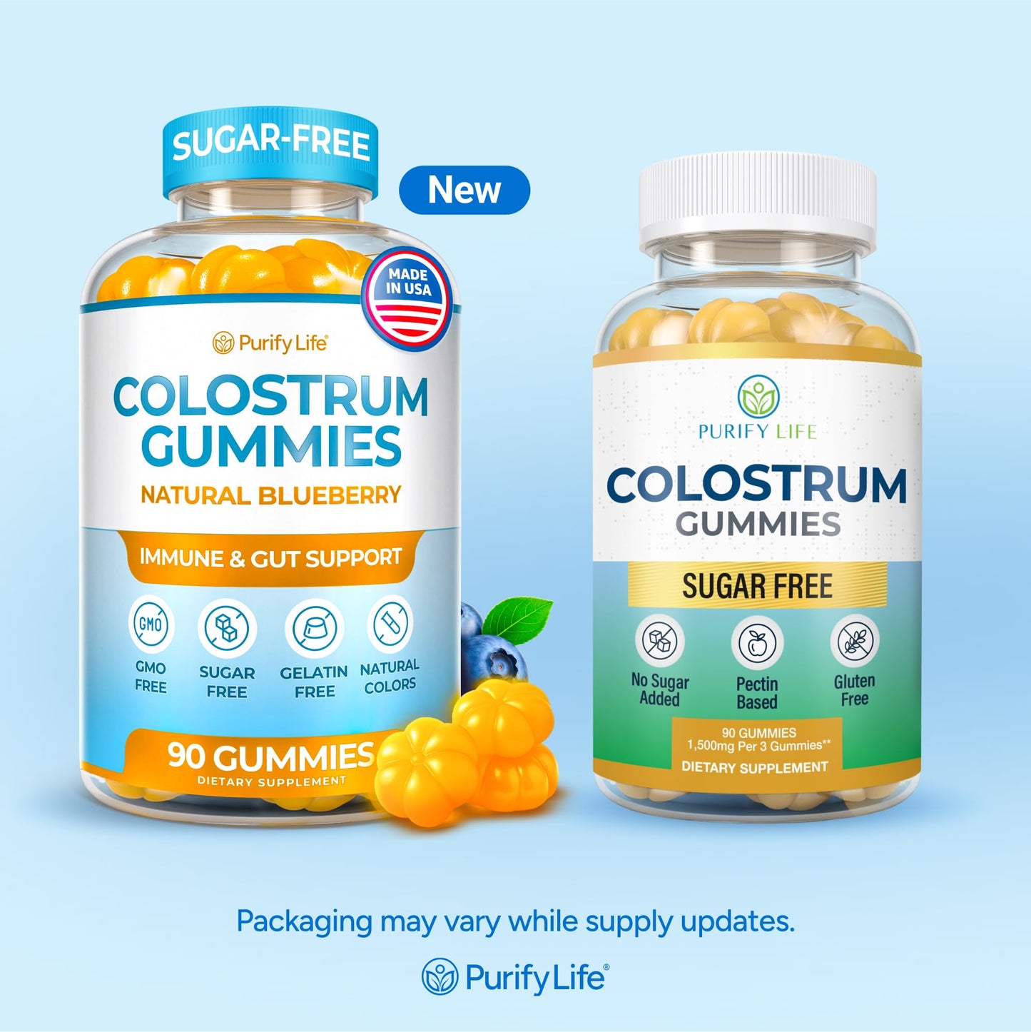 Purify Life Sugar-Free Colostrum Gummies 1500mg – 35% IgG | Immune & Gut Health