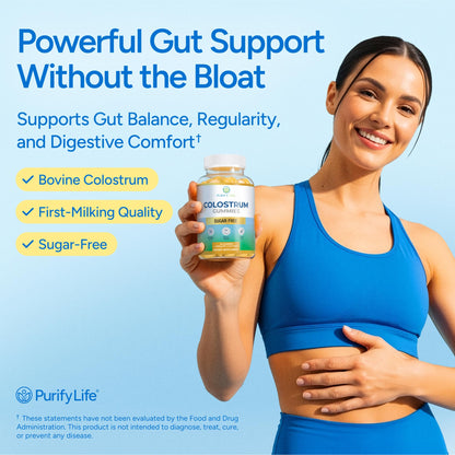 Purify Life Sugar-Free Colostrum Gummies 1500mg – 35% IgG | Immune & Gut Health