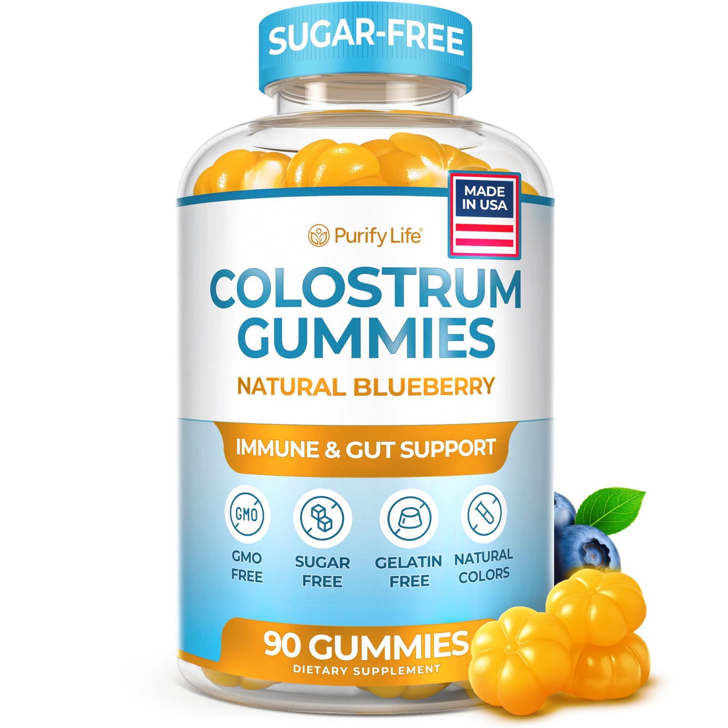 Purify Life Sugar-Free Colostrum Gummies 1500mg – 35% IgG | Immune & Gut Health