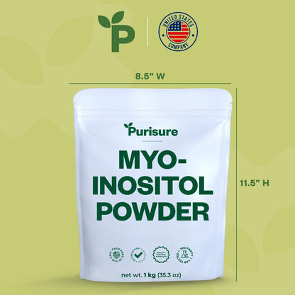 Purisure Myo-Inositol Powder 1kg – Fertility, Hormonal Balance, Ovarian Support | Vegan, Non-GMO | 2000 Servings