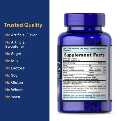 Puritan's Pride Glucosamine Chondroitin MSM with Vitamin D3 – 160 Tablets
