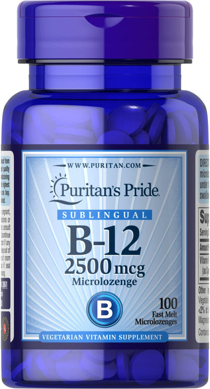 Puritan's Pride Vitamin B-12 2500 mcg Microlozenges – 100 Count (Discontinued)