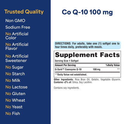 Puritan's Pride CoQ-10 Q-Sorb 100mg – Heart Health & Energy (240 Softgels)