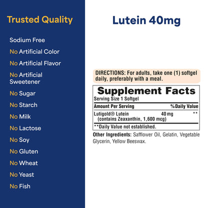 Puritan's Pride Lutigold Lutein 40mg with Zeaxanthin – Eye Health Support, 8-Month 2-Pack