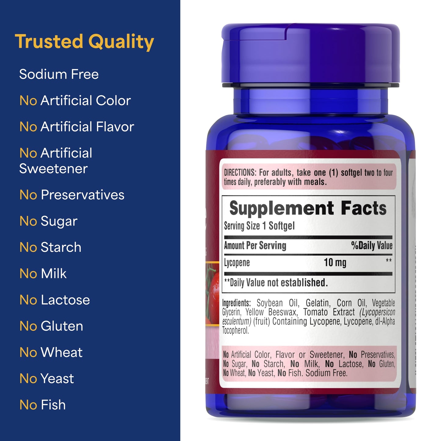 Puritan's Pride Lycopene 10 mg – Prostate & Heart Health, 100 Softgels