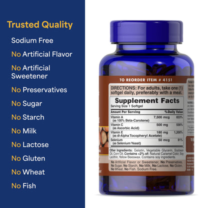 Puritan's Pride Premium Super Synergistic Antioxidant Formula – 100 Rapid Release Softgels, 3 Month Supply