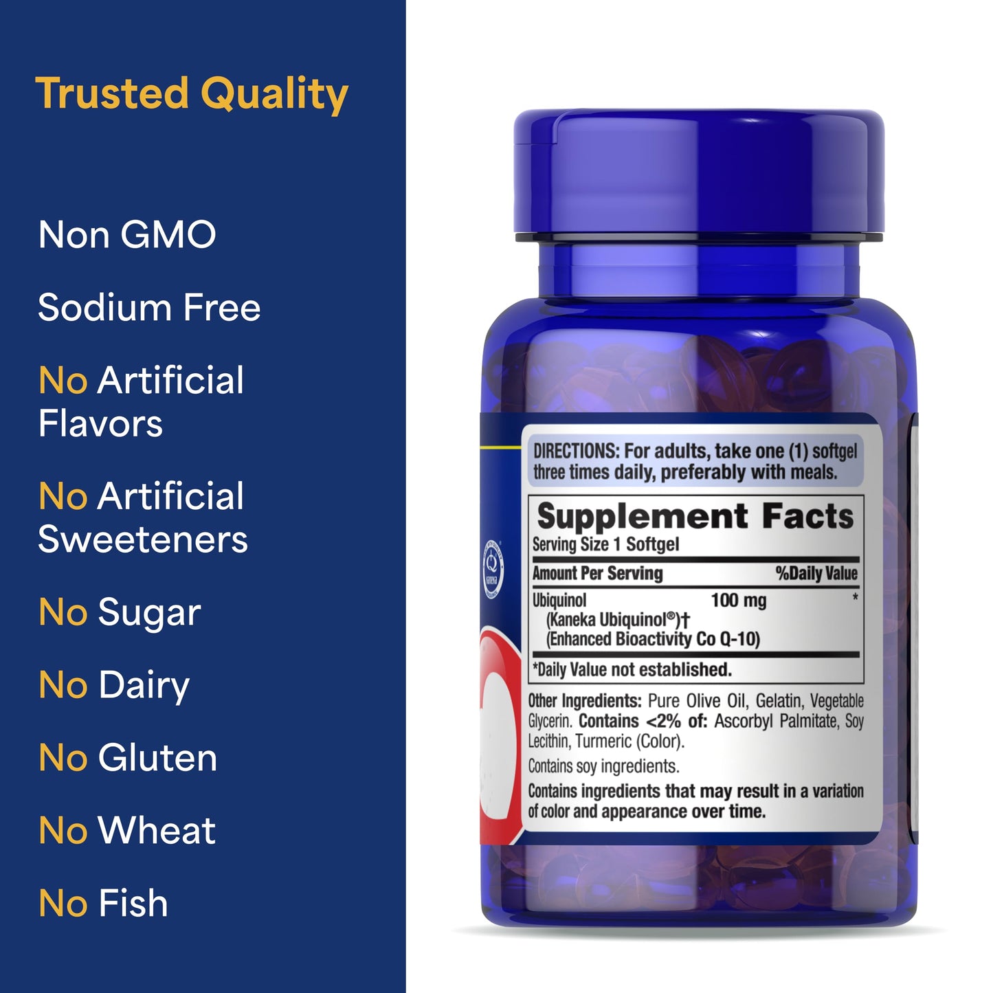 Puritan's Pride Ubiquinol CoQ10 100 mg – 120 Softgels for Heart Health & Energy