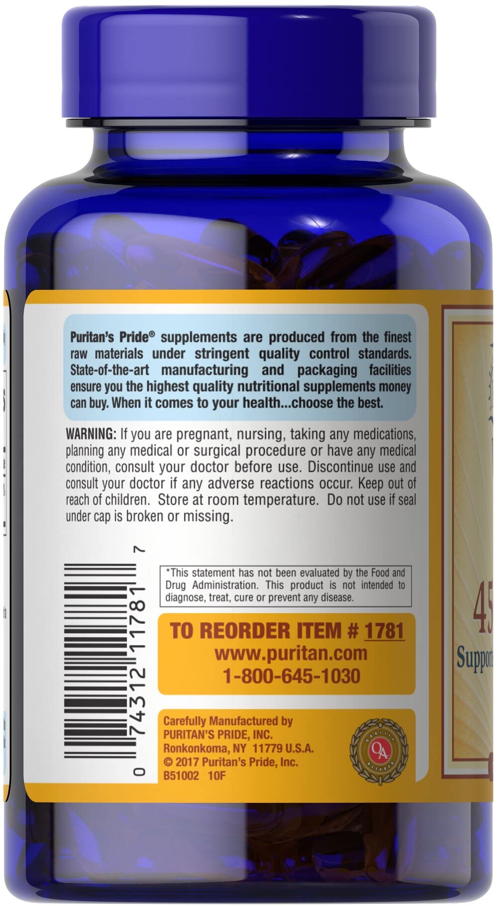 Puritan's Pride Vitamin E-1000 IU 100 SFTGLS | dl-Alpha Vitamin E Softgels