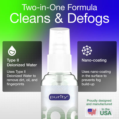 Purity Fog Stopper & Lens Cleaner Spray - Anti Fog for Glasses (2oz)
