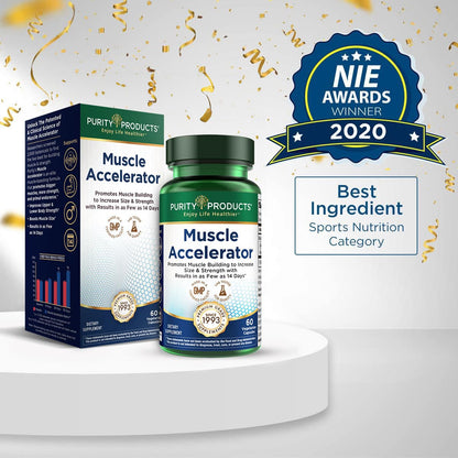 Purity Products Muscle Accelerator 650 mg – Patented & Clinically Tested Ayurvedic Blend for Strength, Endurance + Muscle Growth | 60 Veg Caps (3)