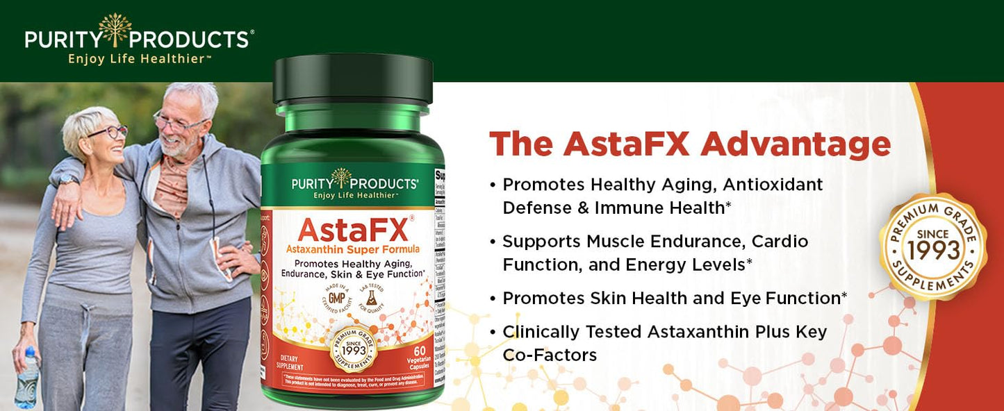 Purity Products AstaFX Astaxanthin 4 mg AstaREAL with Tocotrienols & BioPerine – 60 Vegetarian Caps
