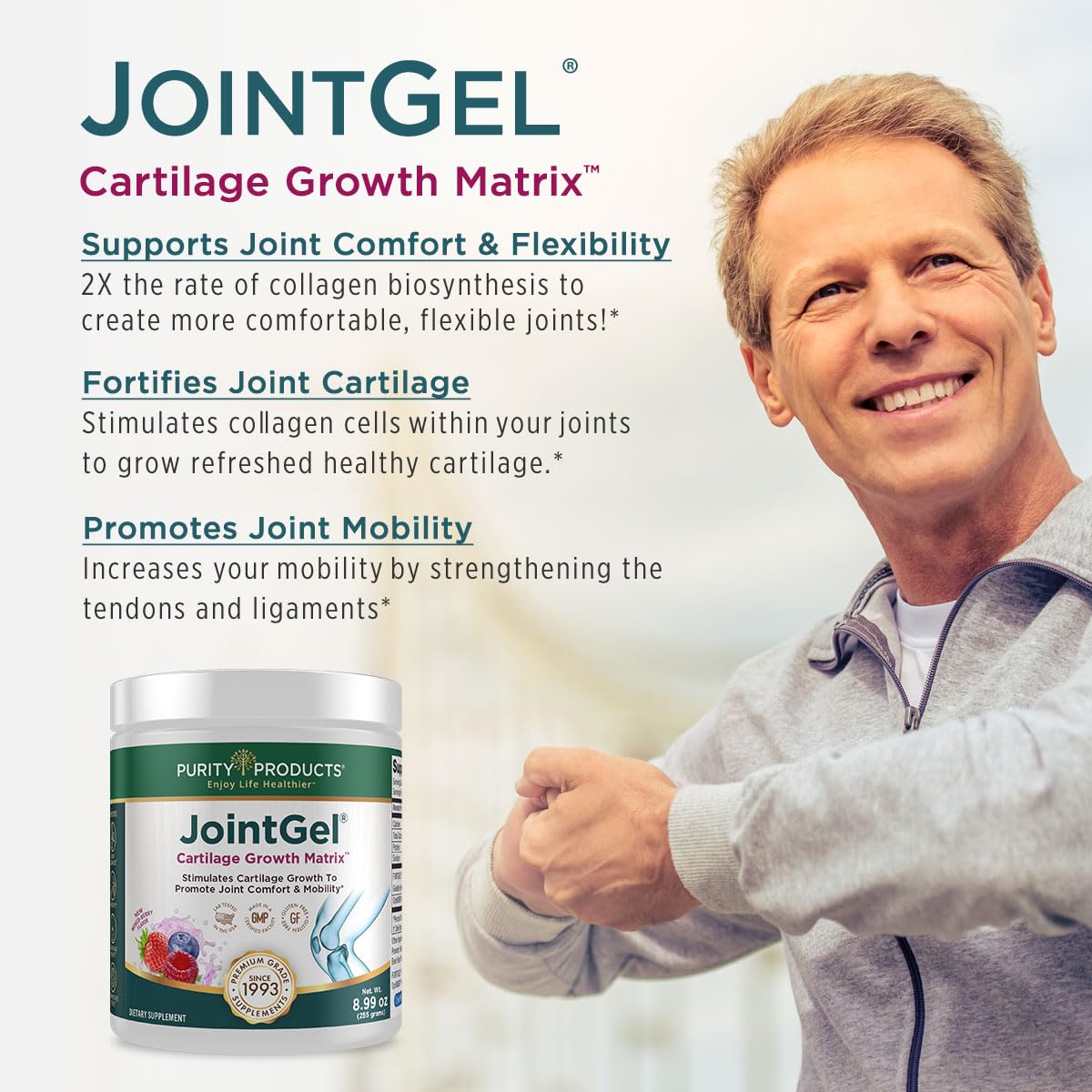Purity Products JointGel Formula – Collagen Peptides + MSM, Berry Powder, 30 Day Supply