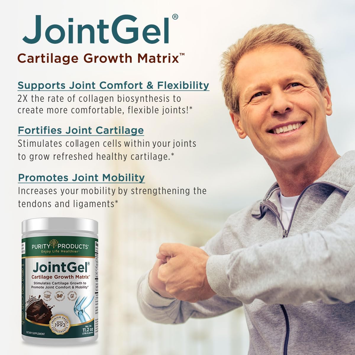 Purity Products JointGel Formula – Collagen Peptides + MSM for Joint Support & Flexibility (30 Servings, Chocolate)