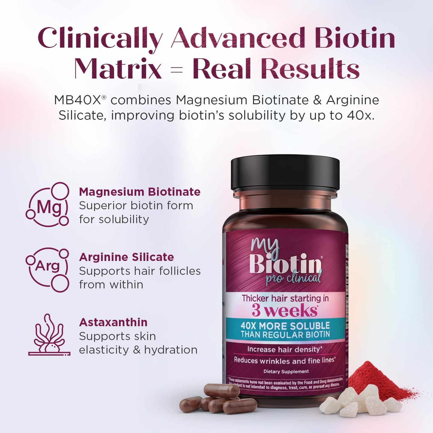 Purity Products MyBiotin ProClinical – Thicker Hair in Weeks, Smoother Skin | 90 Veg Capsules