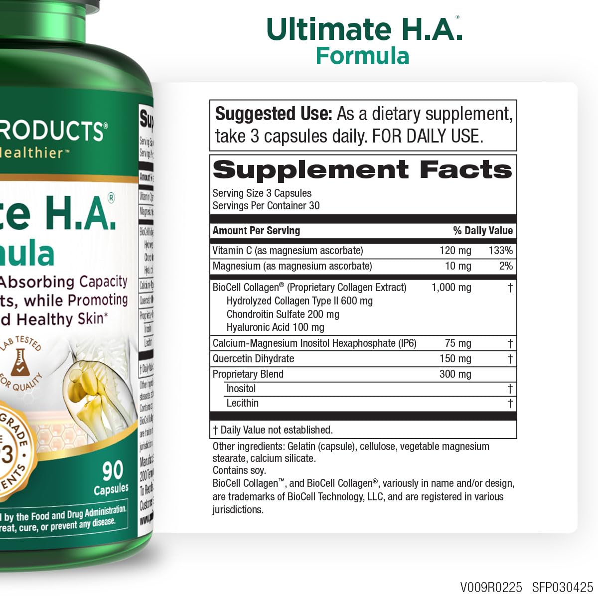 Purity Products Ultimate H.A. Formula – BioCell Collagen & Hyaluronic Acid for Joints & Skin | 2 x 90-count
