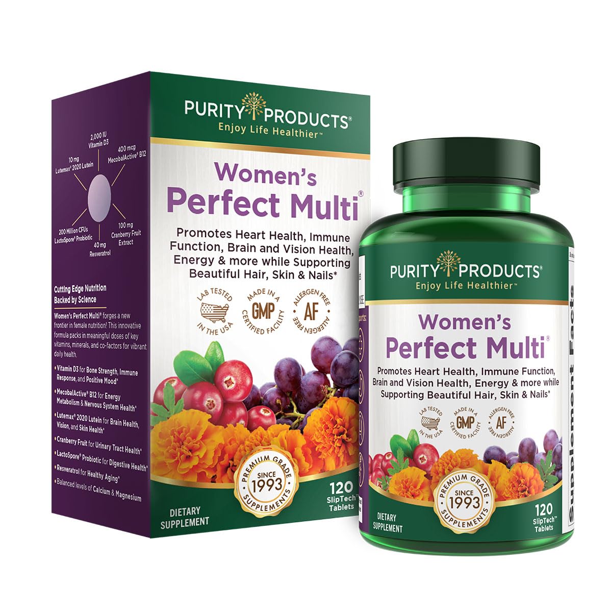 Purity Products Women’s Perfect Multi Balanced Multivitamin – 120 Tablets | Urinary Tract, Immune, Bone & Muscle Health
