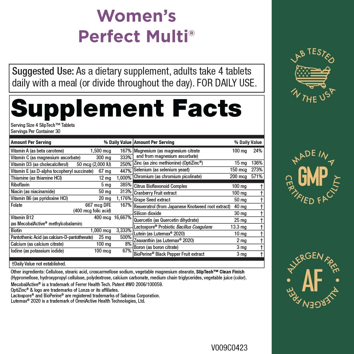Purity Products Women’s Perfect Multi Balanced Multivitamin – 120 Tablets | Urinary Tract, Immune, Bone & Muscle Health