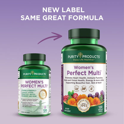 Purity Products Women’s Perfect Multi Balanced Multivitamin – 120 Tablets | Urinary Tract, Immune, Bone & Muscle Health