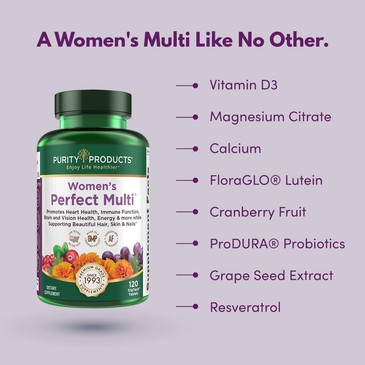 Purity Products Women’s Perfect Multi Balanced Multivitamin – 120 Tablets | Urinary Tract, Immune, Bone & Muscle Health