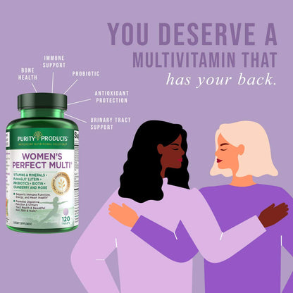 Purity Products Women’s Perfect Multi Balanced Multivitamin – 120 Tablets | Urinary Tract, Immune, Bone & Muscle Health