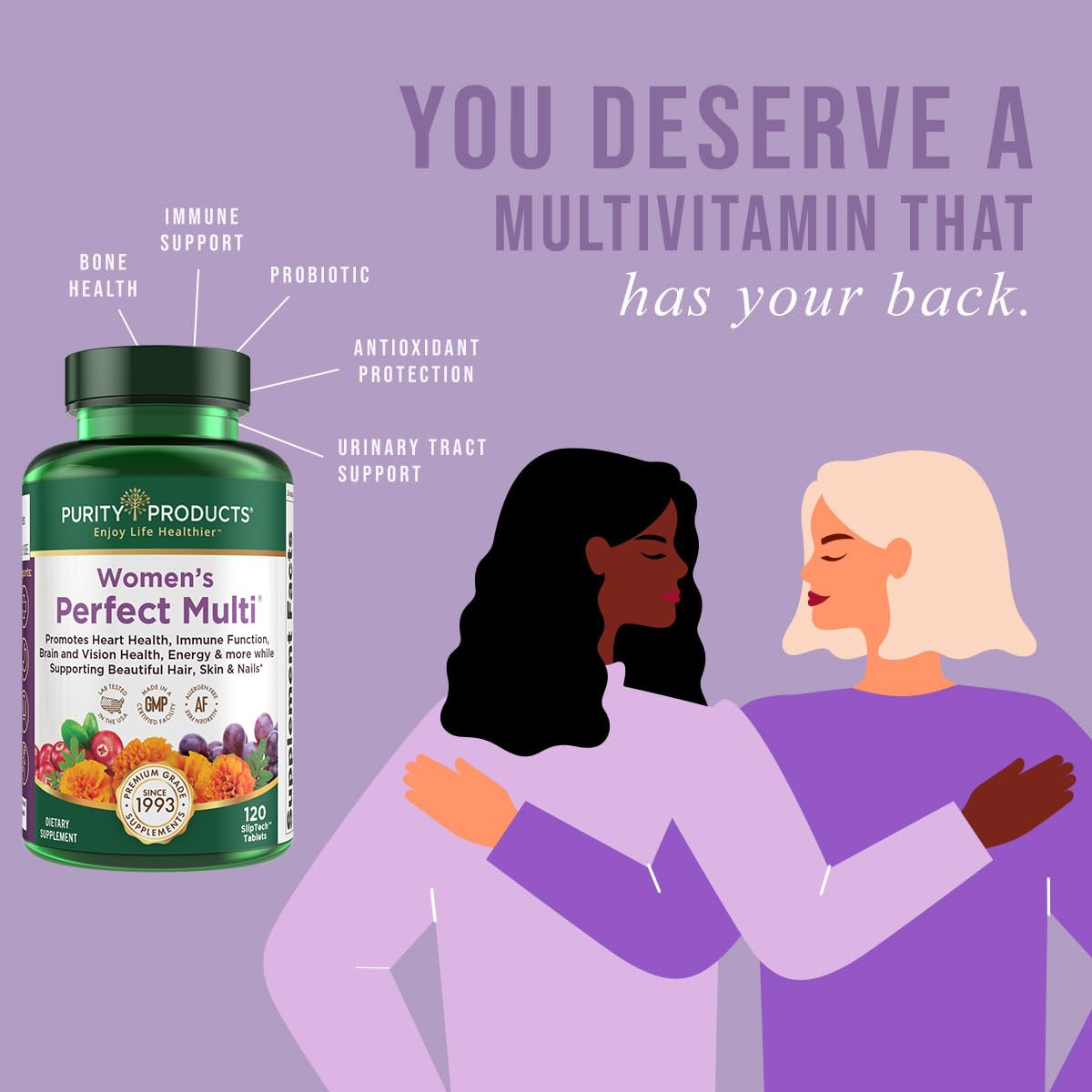 Purity Products Women’s Perfect Multi Balanced Multivitamin – 120 Tablets | Urinary Tract, Immune, Bone & Muscle Health