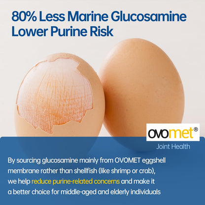Purmeo OVOMET Eggshell Membrane Joint Supplement – Low-Purine Glucosamine, Chondroitin, MSM, Boswellia | Made in Germany | 60 Days Supply