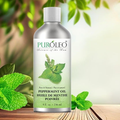 PURÓLEO Peppermint Essential Oil – Pure & Undiluted, 8 oz (Canada Pack)