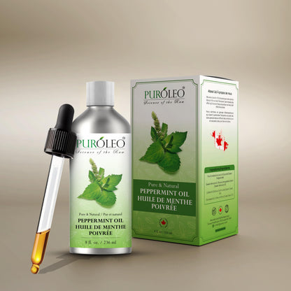 PURÓLEO Peppermint Essential Oil – Pure & Undiluted, 8 oz (Canada Pack)