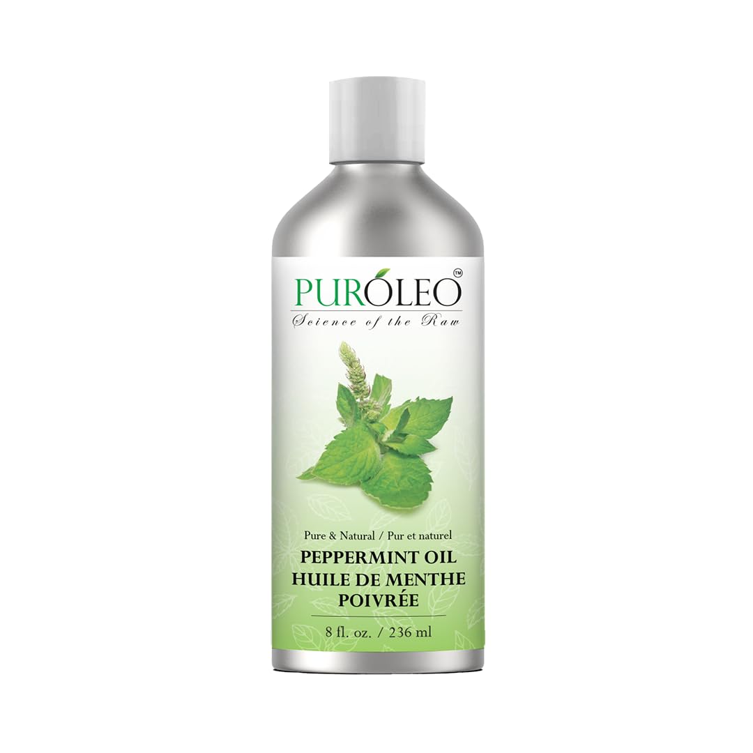 PURÓLEO Peppermint Essential Oil – Pure & Undiluted, 8 oz (Canada Pack)