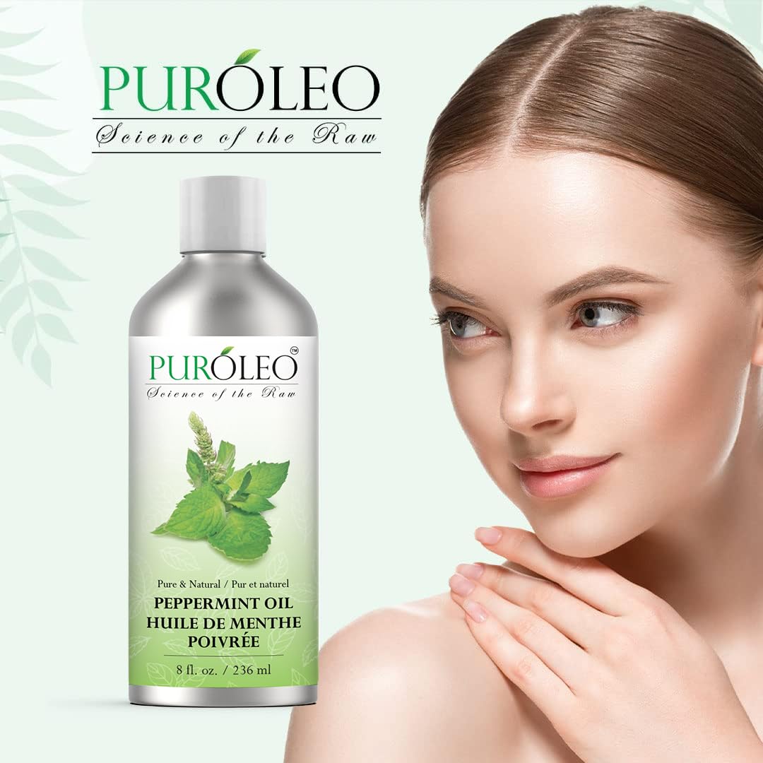 PURÓLEO Peppermint Essential Oil – Pure & Undiluted, 8 oz (Canada Pack)