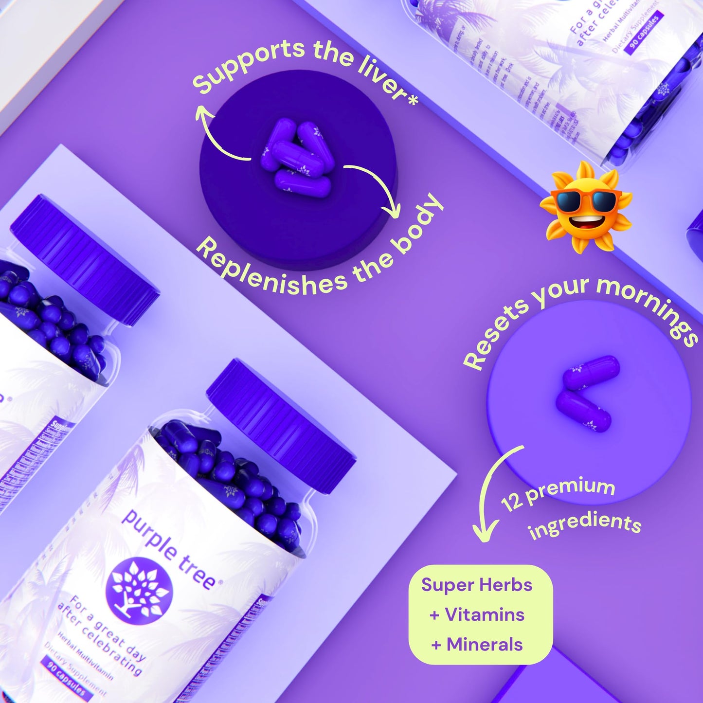 Purple Tree Post-Celebration Wellness Supplement | Liposomal DHM, Glutathione & Milk Thistle for Liver Support | 60 Capsules