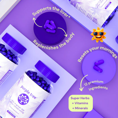 Purple Tree Post-Celebration Wellness Supplement | Liposomal DHM, Glutathione & Milk Thistle for Liver Support | 60 Capsules