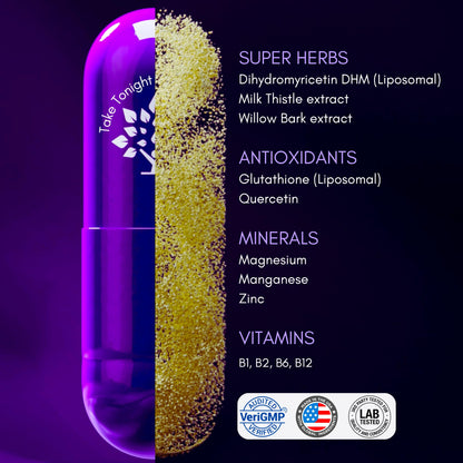 Purple Tree Post-Celebration Wellness Supplement | Liposomal DHM & Glutathione | 90 Pills