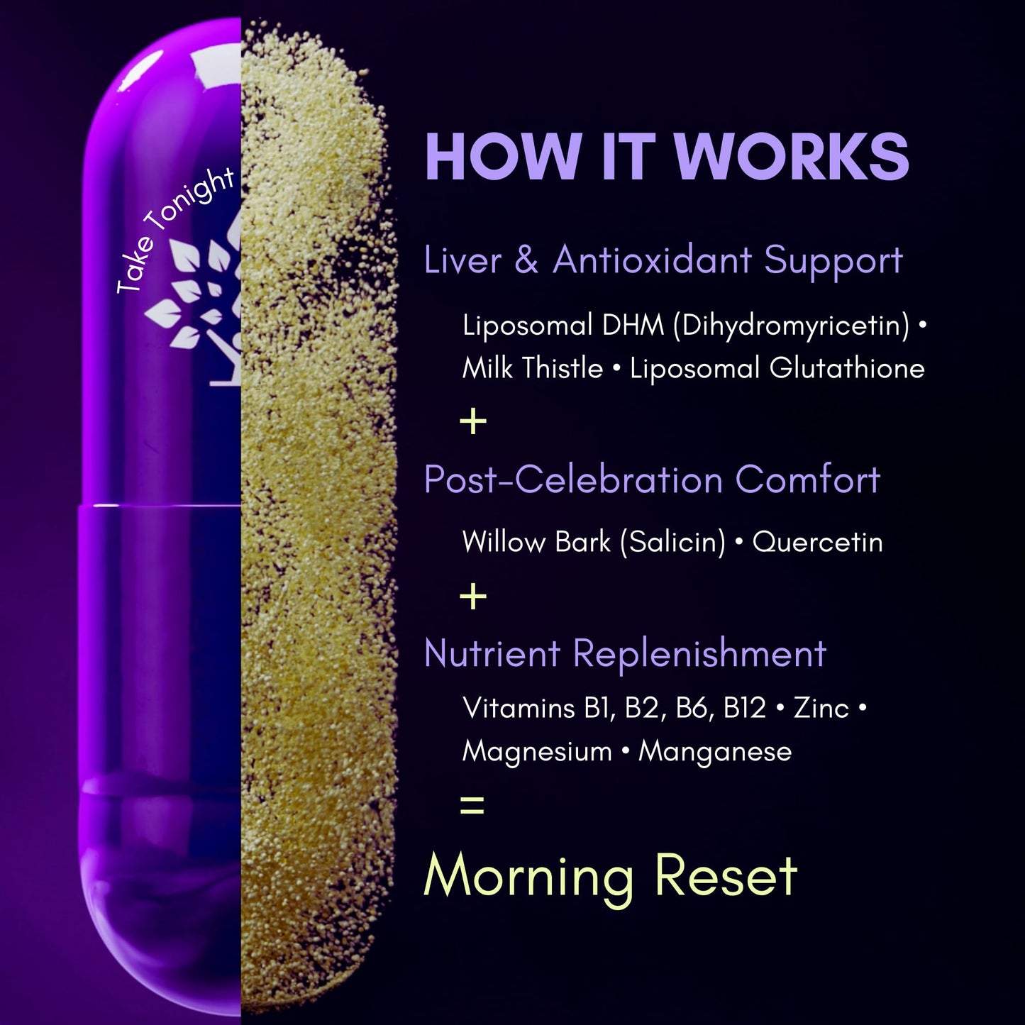 Purple Tree Post-Celebration Wellness Supplement | Liposomal DHM, Glutathione & Milk Thistle for Liver Support | 60 Capsules
