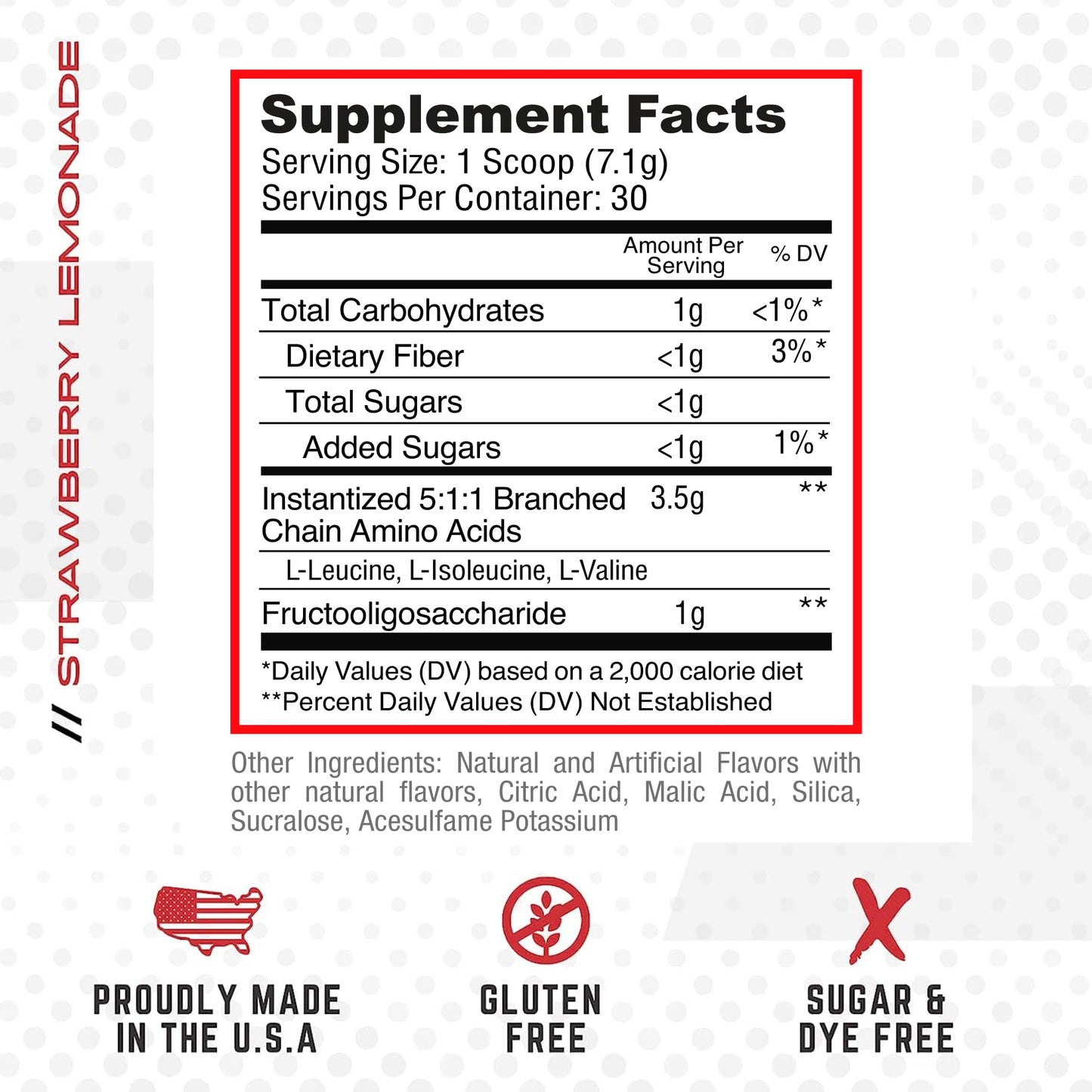 Purus Labs Everyday Amino BCAA Powder – Strawberry Lemonade | 5:1:1 BCAA, Sugar Free & Gluten Free, 30 Servings