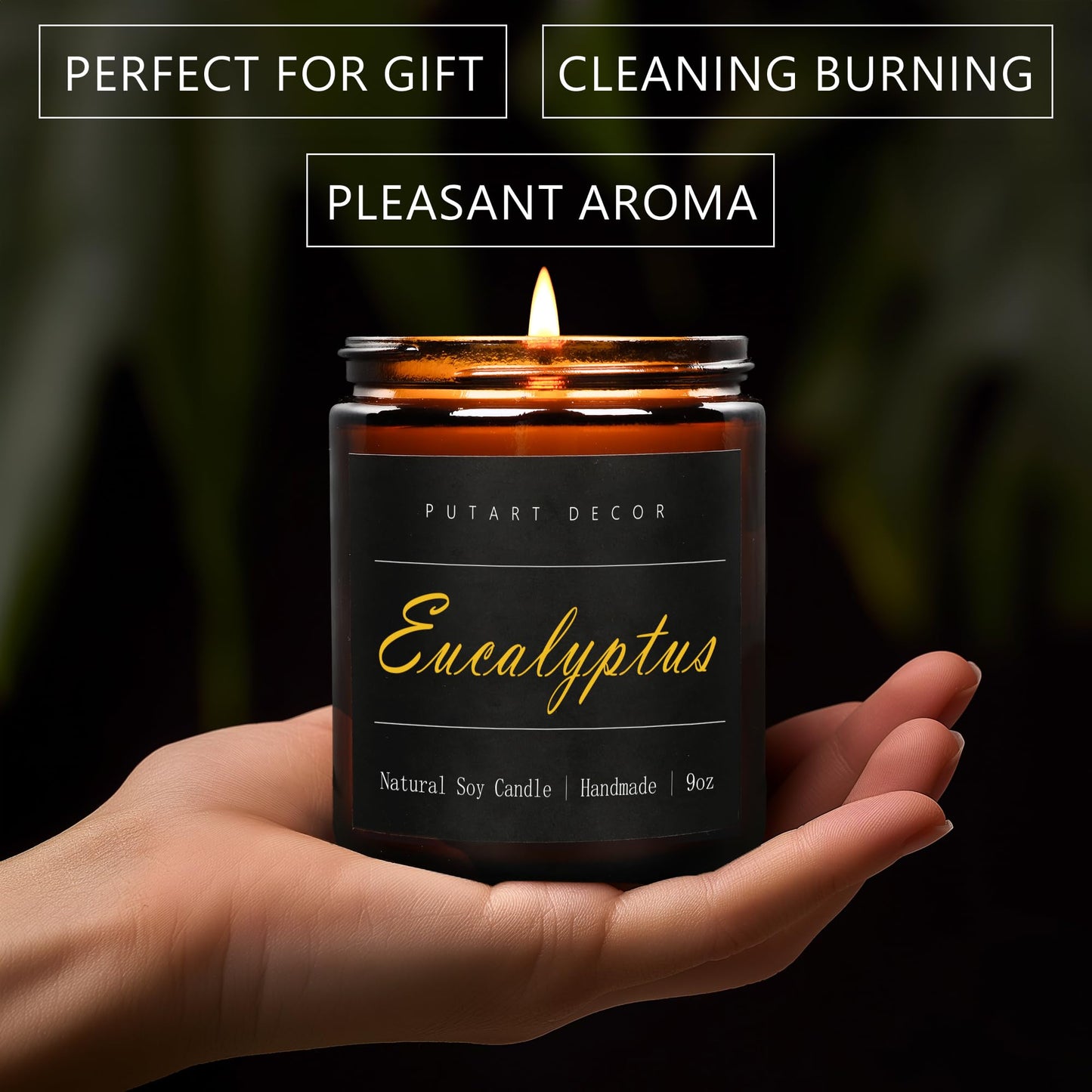Putart Eucalyptus Mint Soy Candle – Natural, Non-Toxic, Long-Lasting 9oz