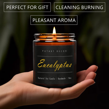Putart Eucalyptus Mint Soy Candle – Natural, Non-Toxic, Long-Lasting 9oz